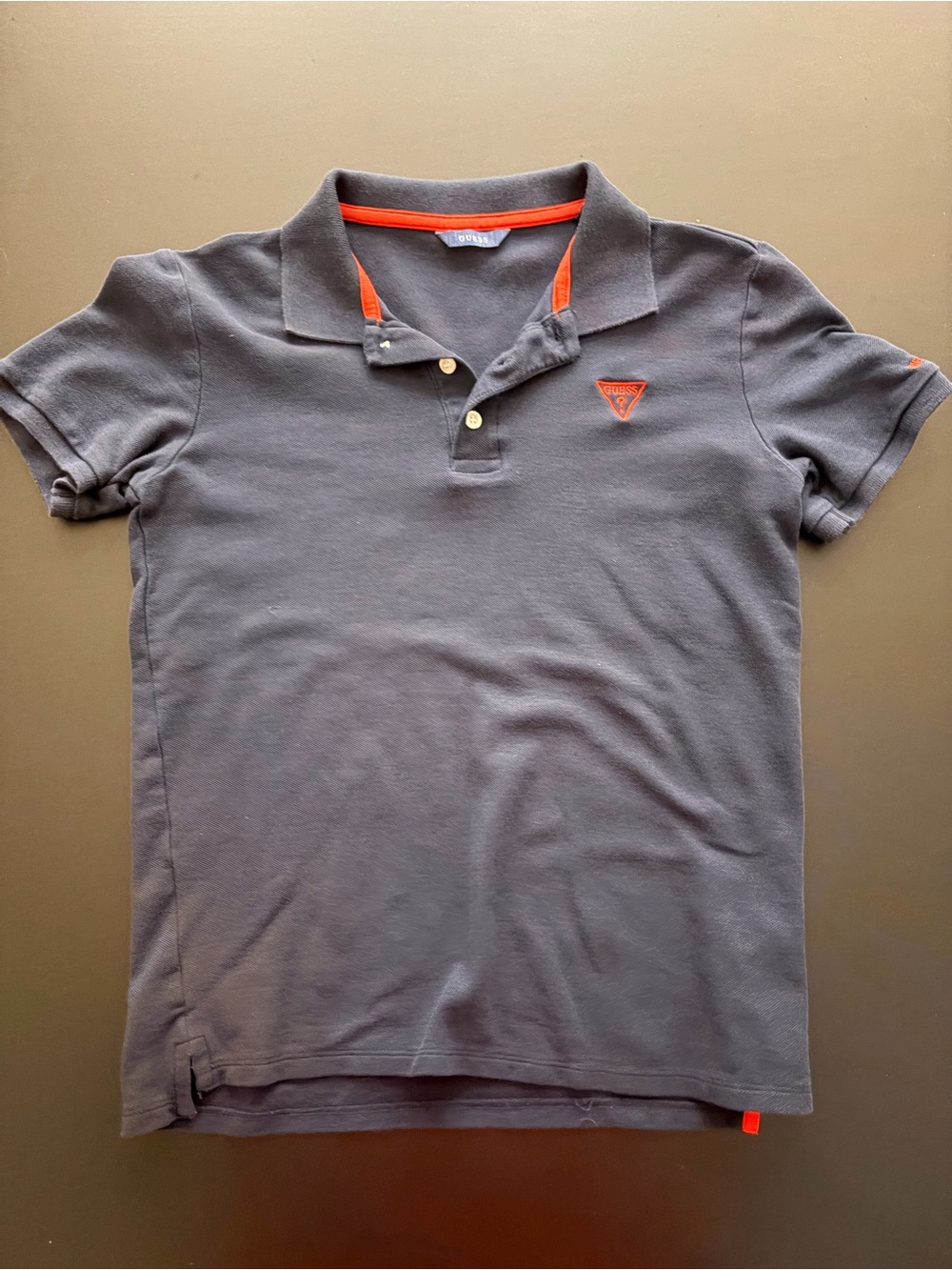 Guess Kids Navy Polo with Red Trim and Triangle Patch